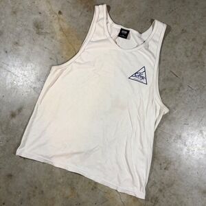 Obey Propaganda Tank Top Mens Medium Cream White Graphic Logo Sleeveless Shirt